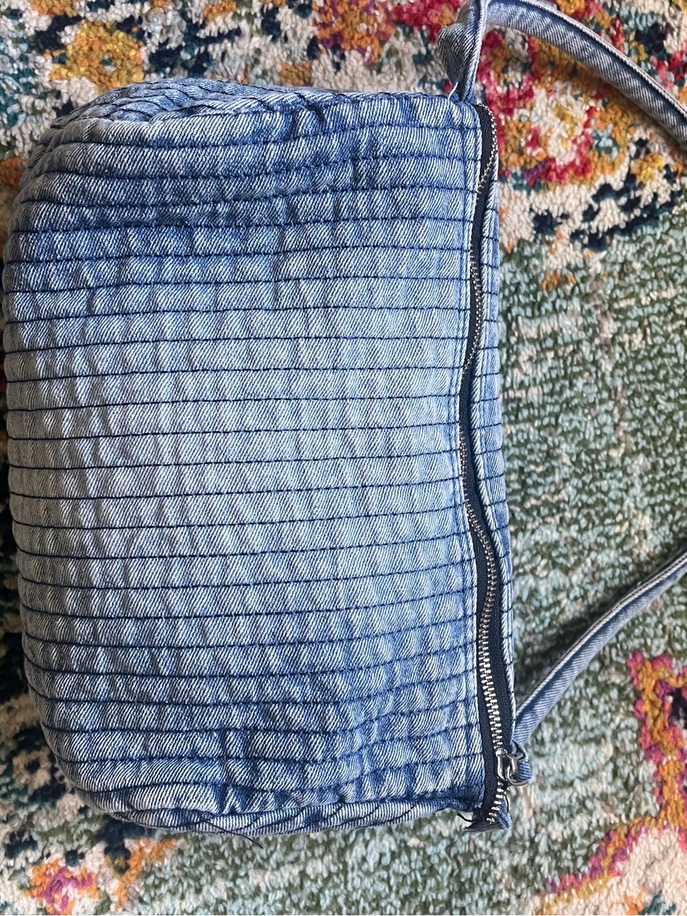 Quilted Light Blue Denim shoulder Bag - Picture 2 of 6